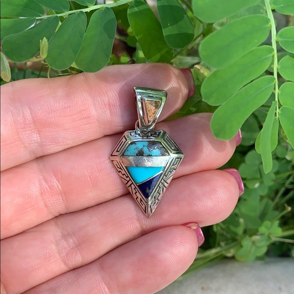 Navajo Calvin Begay Sterling Silver Pendant - Picture 3 of 12